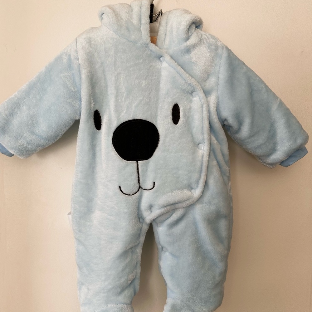 Cozy Blue Bear Infant Winter Romper